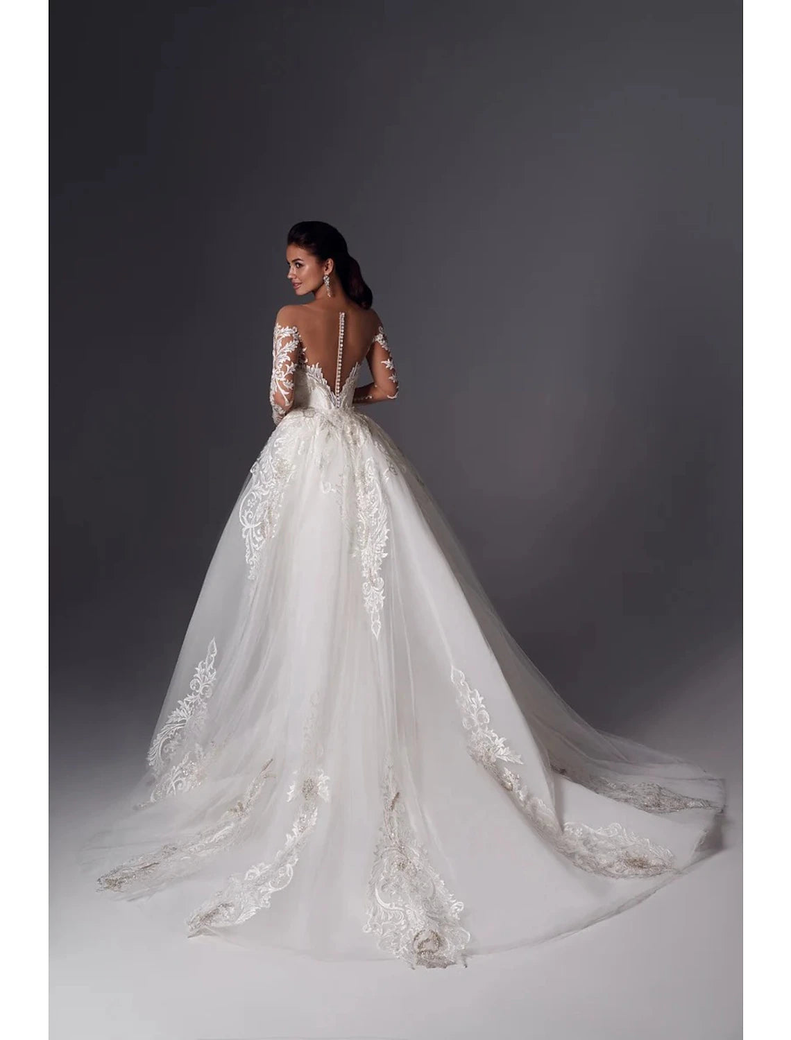 Wholesale Engagement Formal Fall Wedding Dresses Mermaid / Trumpet Off Shoulder Long Sleeve Court Train Satin Church Bridal Gowns With Appliques